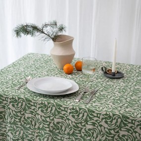 Len asztalterítő 140x300 cm Evergreen Damask – Linen Tales