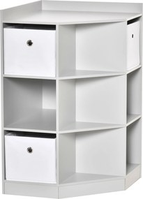 HOMCOM Gyermek Sarokpolc 3 Tárolódobozzal, Játékpolc 3-12 Évesek Számára Szürke 57,4 x 57,4 x 94 cm | Aosom