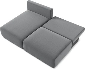 Szürke bársony kinyitható-tárolóhelyes sarokkanapé (bal oldali-heverő résszel) Kalena – Makamii