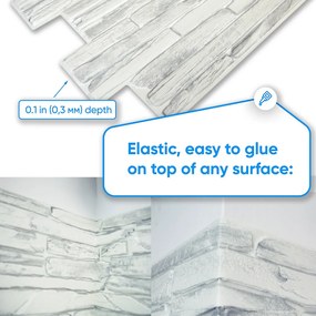 3D PVC falpanel Világosszürke palakő mintás