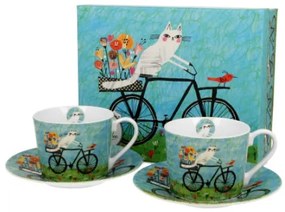 Cicás Porcelán teás csésze két személyes Cat Bike