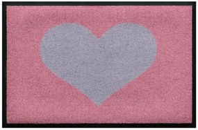 Szívmintás prémium lábtörlő - rózsaszín-szürke (Válassz méretet: 60*40 cm)