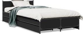 vidaXL fekete szerelt fa ágykeret 90 x 200 cm