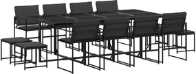 vidaXL 13 részes fekete textilén kerti étkezőgarnitúra párnákkal