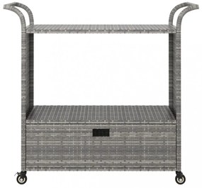 szürke polyrattan bárkocsi fiókkal 100 x 45 x 97 cm
