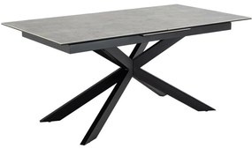 Asztal Oakland 903Fekete, Szürke, 76x90x168cm, Hosszabbíthatóság, Kerámia, Edzett üveg, Fém