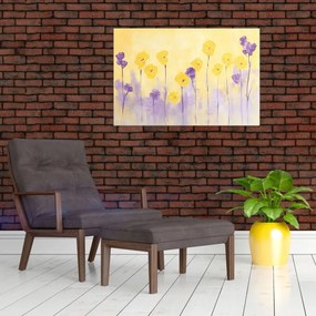 Kép - Lila és sárga virágok (90x60 cm)