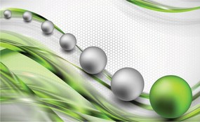 Fotótapéta Ezüst gömbök absztrakt geometria sejt mozgás 200x140 +ragasztó