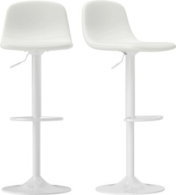 HOMCOM 2 db Barasztal Magas Konyhai Szék Állítható Magasság 84-104 cm Háttámlával és Lábpihentővel PU Kárpitozással 360° Forgó Étkezőpulthoz Fehér | A