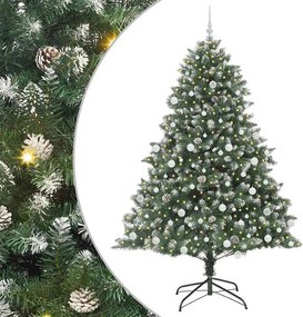 vidaXL Mű karácsonyfa 300 LED-del Zöld 210 cm PVC és Műanyag és Acél