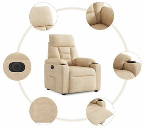 krémszínű mikroszálas szövet elektromos dönthető fotel