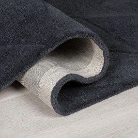 Antracitszürke kézi szövésű gyapjú kerek szőnyeg ø 160 cm Shard Charcoal – Flair Rugs