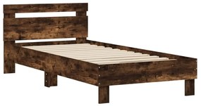 füstös tölgy színű szerelt fa ágykeret fejtámlával 90 x 190 cm