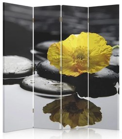 Gario Paraván Zen, sárga virággal Méret: 145 x 170 cm, Kivitelezés: Klasszikus paraván