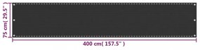 balkon napellenző HDPE 75x400 cm Antracit