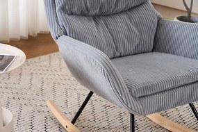 Hintaszék, relaxációs szék kordbársony kárpitozással, szürke