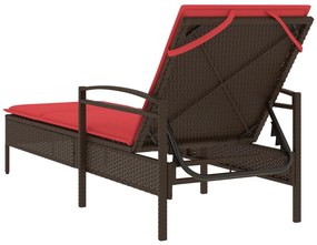 Napozóágy Párnával Barna 63x200x81 cm Poli Rattan
