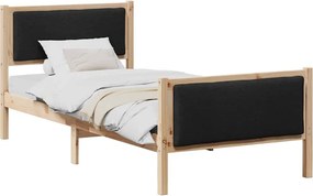 vidaXL Ágykeret fejtámlával Fekete 90 x 200 cm szövet