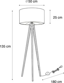 Állólámpa diófa fekete búrával és arany belsővel 50cm - Tripod Classic