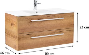 Vario Clam 100 alsó szekrény mosdóval tölgy-tölgy