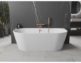 Mexen Oval, szabadon álló fali kád 160 x 80 cm, fehér, réz túlfolyó, 52671608000-65