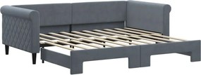 vidaXL sötétszürke kihúzható bársony heverő 90 x 190 cm