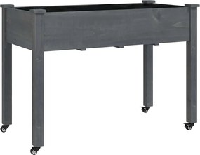 vidaXL szürke tömör fenyőfa kerekes ültetőláda béléssel 118x59x80 cm