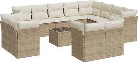 vidaXL 13 részes bézs polyrattan kerti ülőgarnitúra párnákkal