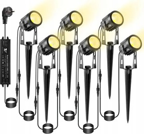 Ecowho kerti világítás 6x Led lámpa tüskével IP65 meleg fehér