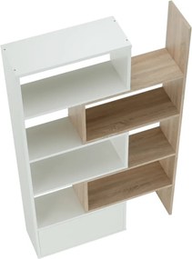 Többfunkciós könyvespolc, fehér/tölgy sonoma, ASTA