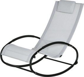 Outsunny Zero Gravity Kerti Hintaszék, Ergonomikus Kerti Fekvőszék Lélegző Anyaggal és Párnával Beltéri és Kültéri Használatra, 105x62x88 cm, Szürke |