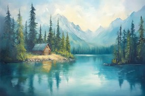 Vászonkép Canvas Tájkép Tó Erdő Fák Hegyek Tátra Csúcsok 60x40