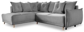 Szürke kordbársony kinyitható sarokkanapé (bal oldali) Lazy Lukka – Miuform