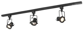Ipari sínrendszer 3 spotlámpával, 1 fázisú fekete - Suplux