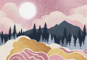 Flizelin tapéta falra Prémium Rózsaszín nyugat 152x104 Ragasztó