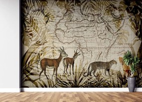Gario Fotótapéta Térkép és vadállatok - Andrea Haase Anyag: Vlies, Méret: 100 x 70 cm