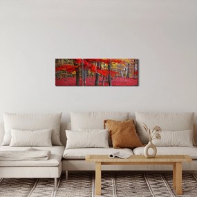 Kép - vörös erdő (órával) (90x30 cm)