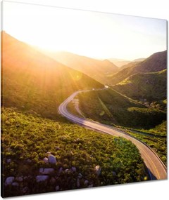 Vászonkép 80x80 Út Erdő Hegyek