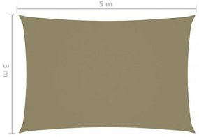 bézs téglalap alakú oxford-szövet napvitorla 3 x 5 m
