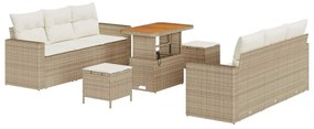 vidaXL Kerti Kanapé Szett 9 pcs Bézs polirattan