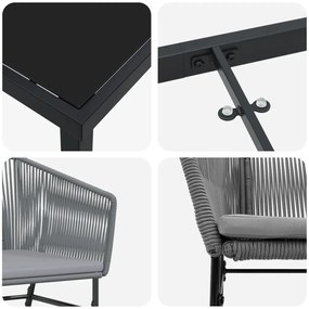4-es szett Szürke Poli Rattan Standard UV-álló anyagok