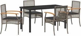 vidaXL Kert étkező szett 5 pcs Szürke polirattan