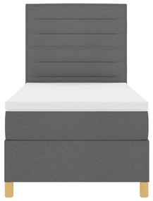 Boxspring Ágy Matraccal és LED Fekete Szürke 100x200 cm Szövet