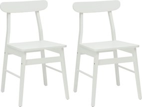 vidaXL Étkezőszék 2 pcs Fehér 43 x 44,5 x 77 cm Tömör Gumi Fa