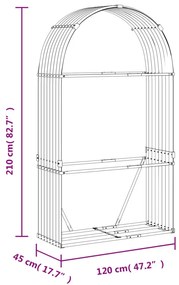 barna horganyzott acél rönktartó 120 x 45 x 210 cm