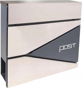 postaláda 371x362x105mm Zn+rozsdamentes acél újságnyílással