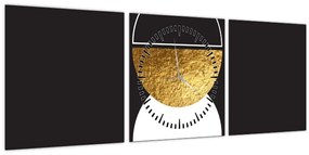 Kép - Absztrakció arany és fekete N⁰2 (órával) (90x30 cm)