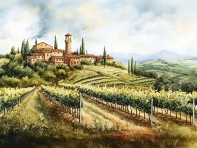 Vászonkép Canvas Tájkép Kilátás Olaszország Toszkána Szőlőváros Város 100x75