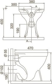 CeraStyle WC csésze - padlón álló - porcelán - HÁTSÓ kifolyású