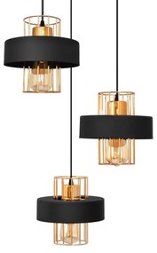 Csillár zsinóron VOLTA 3xE27/15W/230V fekete/arany